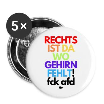 RECHTS fehlt Gehirn - Buttons groß 56 mm (5er Pack) - Weiß - Vorne