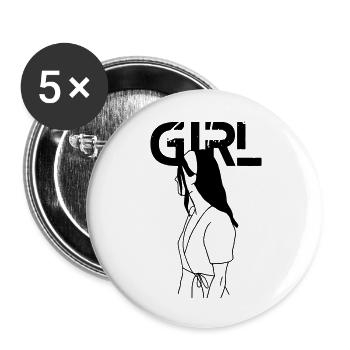 Girl - Buttons large 2.2''/56 mm (5-pack) - white - Front