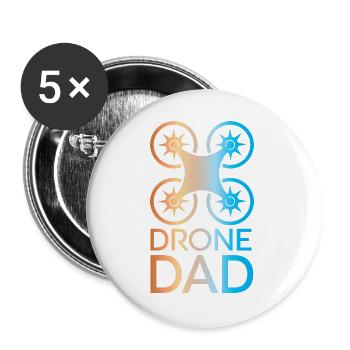 Drone papa couleurs Icône pilote de drone icône logo - Lot de 5 grands badges (56 mm) - blanc - Devant
