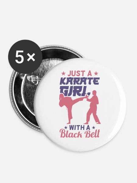 Karate Mädchen - Buttons groß 56 mm (5er Pack) - Weiß