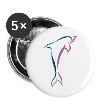 delfin - Buttons groß 56 mm (5er Pack) - Weiß - Vorne