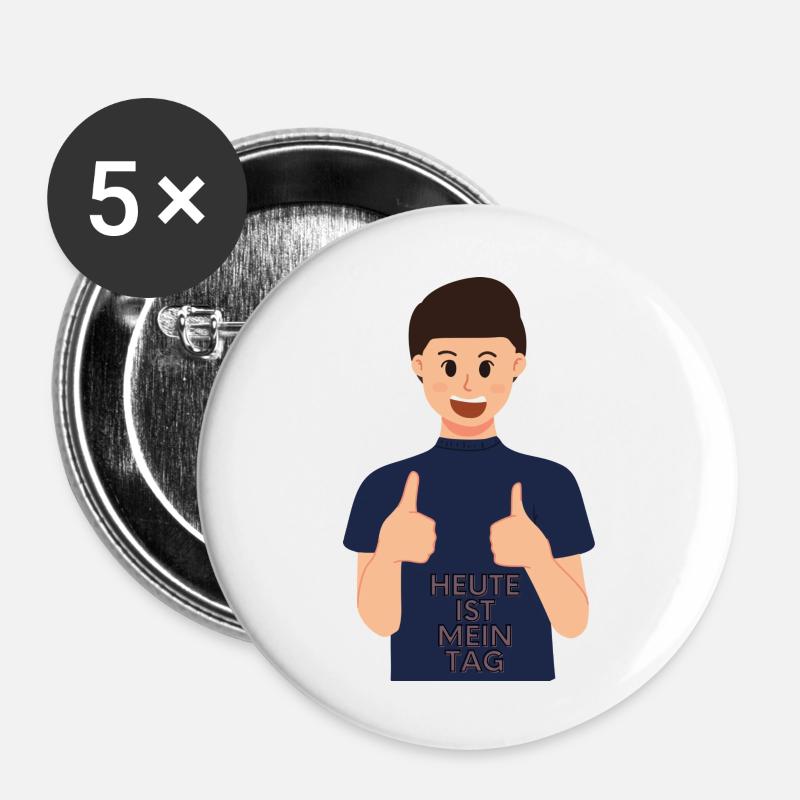 Heute ist mein Tag - Buttons groß 56 mm (5er Pack) - Weiß