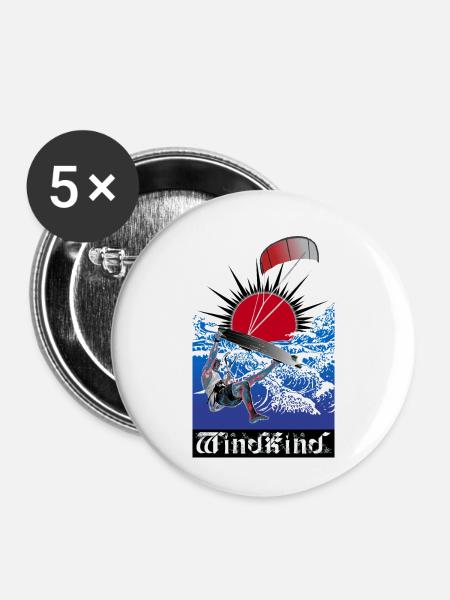 WINDKIND Große Welle - Buttons groß 56 mm (5er Pack) - Weiß