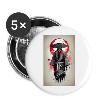 Mittelalterliches japanisches Poster - Buttons groß 56 mm (5er Pack) - Weiß - Vorne