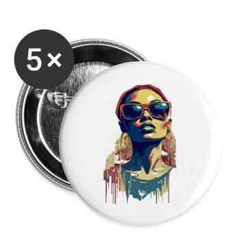 Beautiful female paint art Face colorful woman - Buttons large 2.2''/56 mm (5-pack) - white - Front