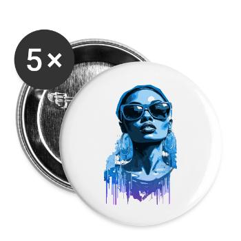 Beautiful female paint art Face colorful woman - Buttons large 2.2''/56 mm (5-pack) - white - Front