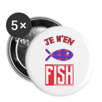 JE M'EN FISH - Lot de 5 grands badges (56 mm) - blanc - Devant