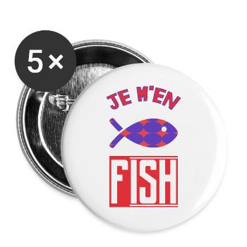 JE M'EN FISH. POISSON - Lot de 5 grands badges (56 mm) - blanc - Devant