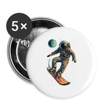 Snowboard Zéro Gravité - Lot de 5 grands badges (56 mm) - blanc - Devant