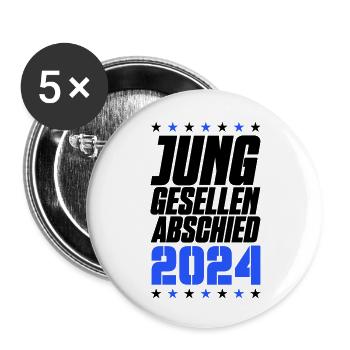 Enterrement de vie de garçon 2024 - Lot de 5 grands badges (56 mm) - blanc - Devant