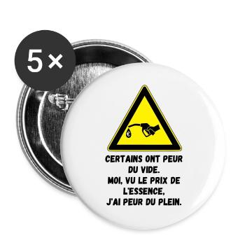 Angst vor dem Tanken - Buttons groß 56 mm (5er Pack) - Weiß - Vorne