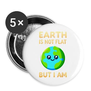 Flache Erde Satire und Flachwitze - Buttons groß 56 mm (5er Pack) - Weiß - Vorne