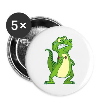 Die Stärke des Tyrannosaurus Rex - Buttons groß 56 mm (5er Pack) - Weiß - Vorne