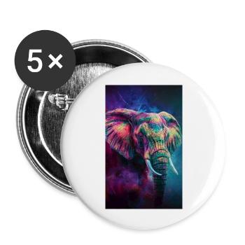 Elefanten Portrait - Buttons groß 56 mm (5er Pack) - Weiß - Vorne