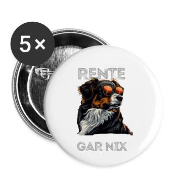 Ich bin in Rente ich muss garnix lustiges Hund Dog - Buttons groß 56 mm (5er Pack) - Weiß - Vorne