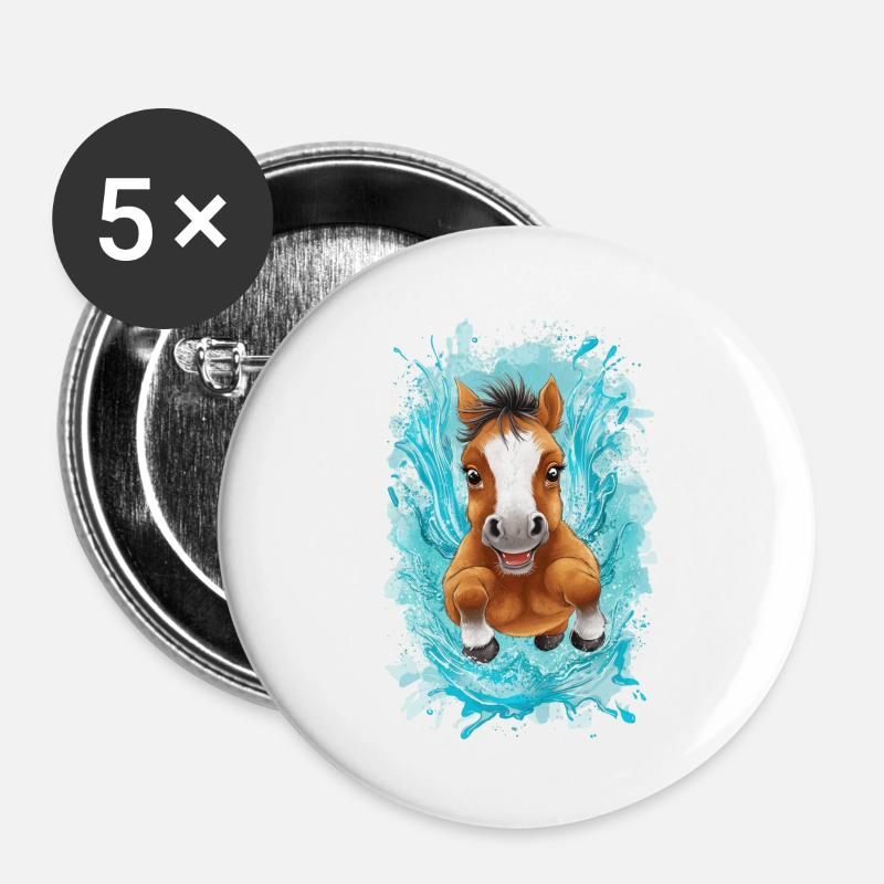 Small Floating Horse - Buttons large 2.2''/56 mm (5-pack) - white