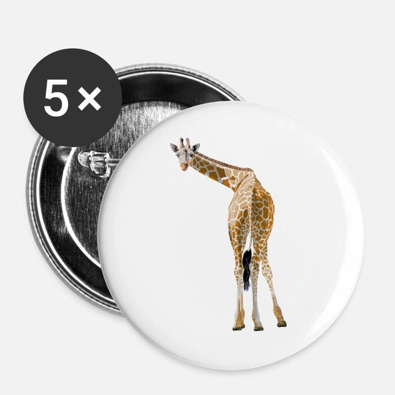 Giraffe greets from the savannah - Buttons large 2.2''/56 mm (5-pack) - white