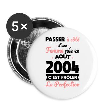 20th Anniversary - Born in August 2004 - Buttons large 2.2''/56 mm (5-pack) - white - Front