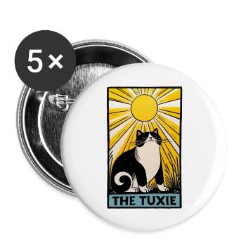 Tarot Black and White Kitty Cat - Buttons large 2.2''/56 mm (5-pack) - white - Front