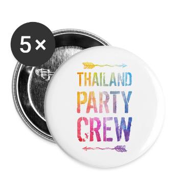 Thailand Party Crew Spruch - Buttons groß 56 mm (5er Pack) - Weiß - Vorne