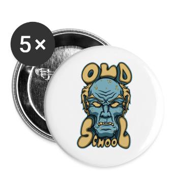 Oldschool - Buttons groß 56 mm (5er Pack) - Weiß - Vorne