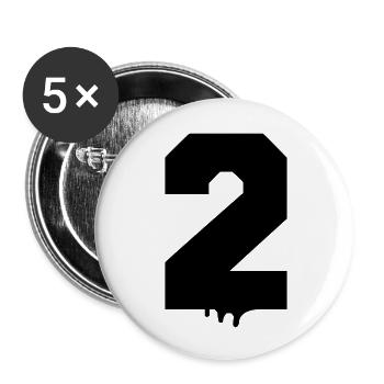 2 Numéros - Lot de 5 grands badges (56 mm) - blanc - Devant