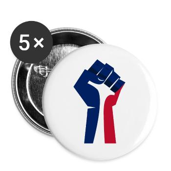 Le poing levé (tricolore, bleu, blanc, rouge) - Lot de 5 grands badges (56 mm) - blanc - Devant