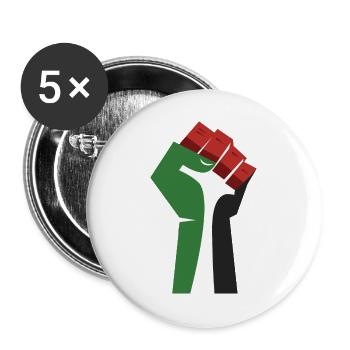 Die erhobene Faust (grün, weiß, schwarz, rot) - Buttons groß 56 mm (5er Pack) - Weiß - Vorne