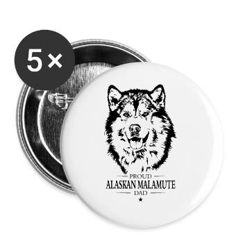 Proud Alaskan Malamute Dad Dog Dog Wilsigns - Buttons large 2.2''/56 mm (5-pack) - white - Front