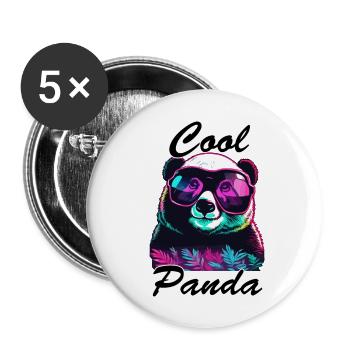 Panda / Animal / Zoo / Bambou / Sauvage / Enfantin - Lot de 5 grands badges (56 mm) - blanc - Devant