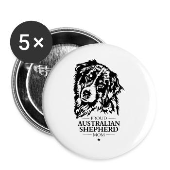 Australian Shepherd Mom Dog Dog Wilsigns - Buttons large 2.2''/56 mm (5-pack) - white - Front