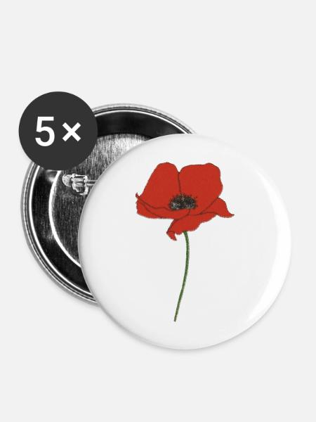 mohnblume impressionismus - Buttons groß 56 mm (5er Pack) - Weiß