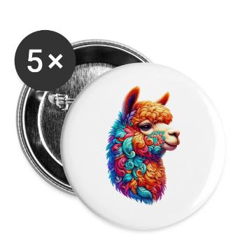 Alpaga - Lot de 5 grands badges (56 mm) - blanc - Devant
