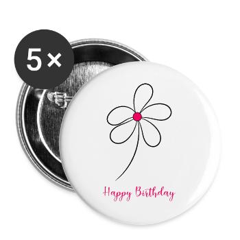 HAPPY BIRTHDAY. HAPPY BIRTHDAY. ANNIVERSARY. - Buttons large 2.2''/56 mm (5-pack) - white - Front