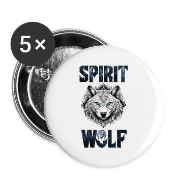 Spirit Wolf - Buttons large 2.2''/56 mm (5-pack) - white - Front