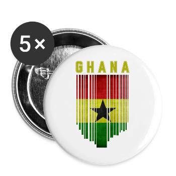 Ghana flag, Ghanaian pride - Buttons large 2.2''/56 mm (5-pack) - white - Front