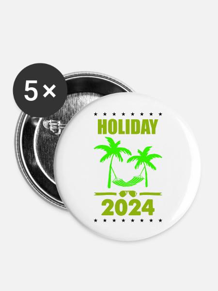 holiday 2024 urlaub - Buttons groß 56 mm (5er Pack) - Weiß