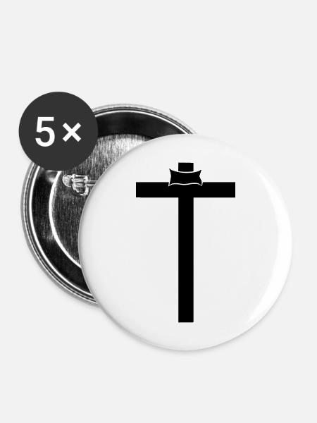 Kreuz Jesu - Buttons groß 56 mm (5er Pack) - Weiß