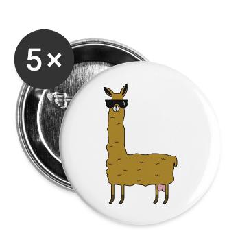 Lama avec extras - Lot de 5 grands badges (56 mm) - blanc - Devant