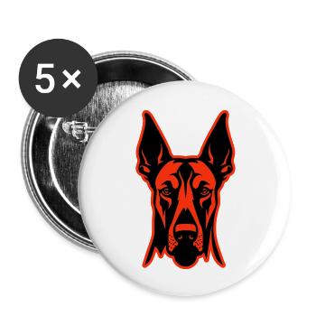 Doberman Dog Head - Buttons large 2.2''/56 mm (5-pack) - white - Front