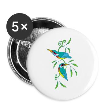 Oiseaux et nature - Lot de 5 grands badges (56 mm) - blanc - Devant