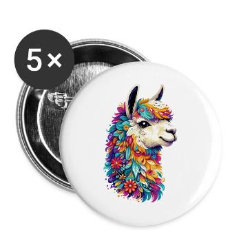Alpaka - Buttons groß 56 mm (5er Pack) - Weiß - Vorne