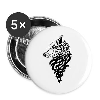 Black Wolf Forest Genius - Buttons large 2.2''/56 mm (5-pack) - white - Front