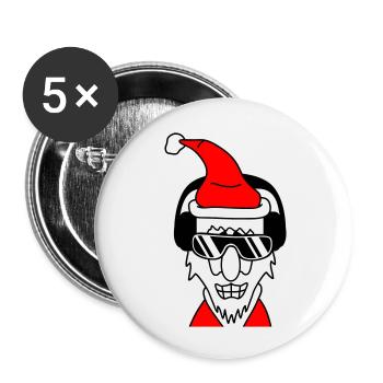 Fête Père Noël Cool Noël Hiver Musique - Lot de 5 grands badges (56 mm) - blanc - Devant