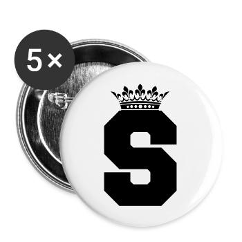 letter S crown - Buttons large 2.2''/56 mm (5-pack) - white - Front