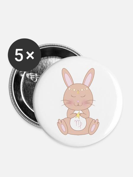 virgo - Buttons groß 56 mm (5er Pack) - Weiß