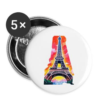 Eiffel tower #21 - Buttons large 2.2''/56 mm (5-pack) - white - Front