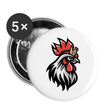 Rooster Head Crown - Buttons large 2.2''/56 mm (5-pack) - white - Front