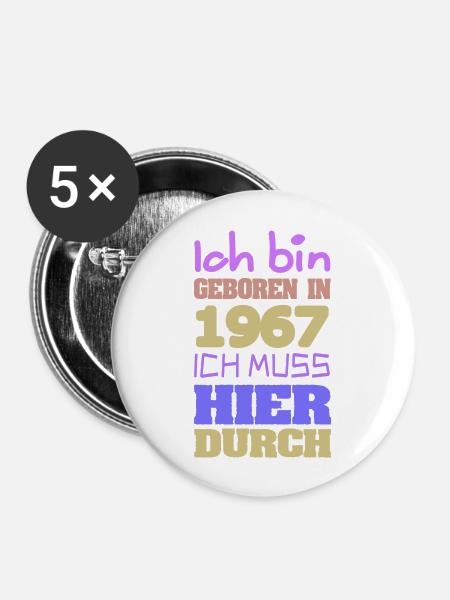 1967 - Buttons groß 56 mm (5er Pack) - Weiß