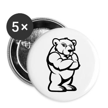 Bear Comic - Buttons large 2.2''/56 mm (5-pack) - white - Front